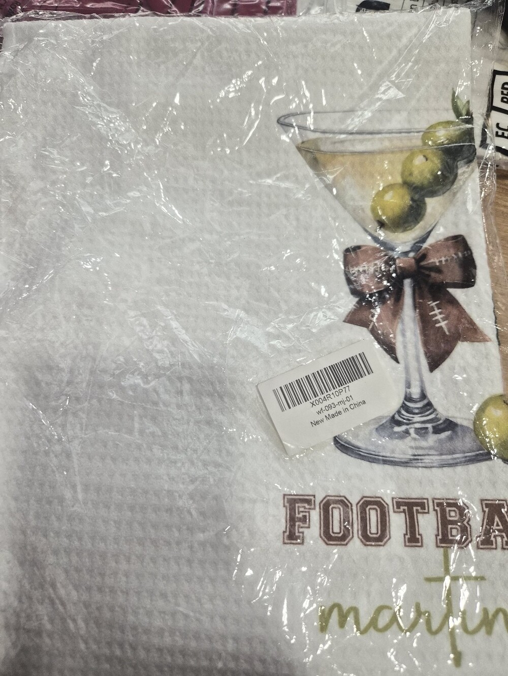 2 Football Martini Kitchen Dish Towels